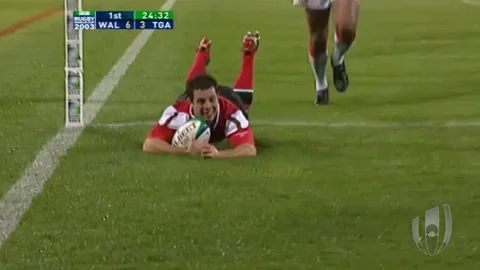 Rugby try scored by Wales